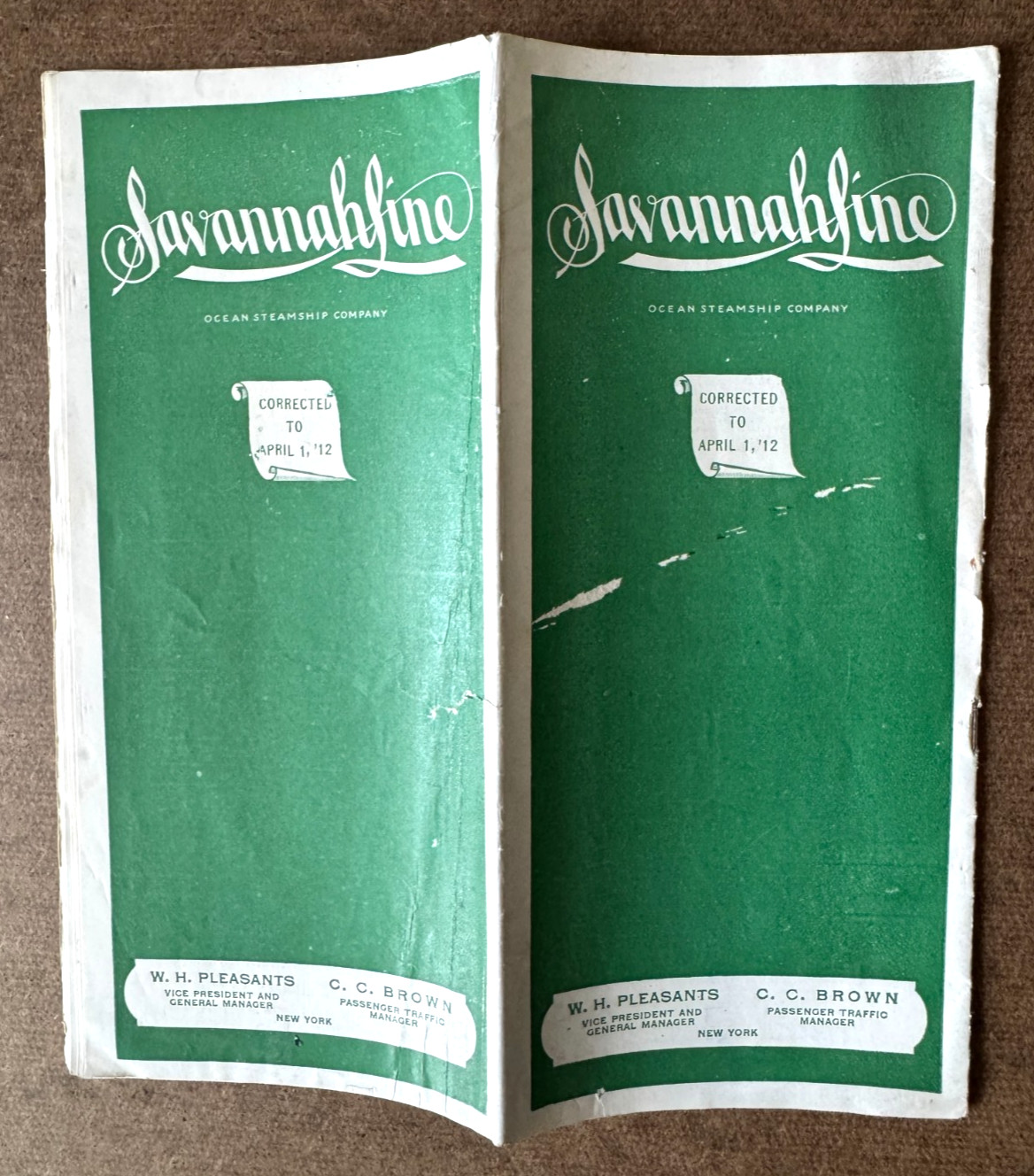 Vintage April 1912 Savannah Line Steamship Timetable Brochure cabin plans map