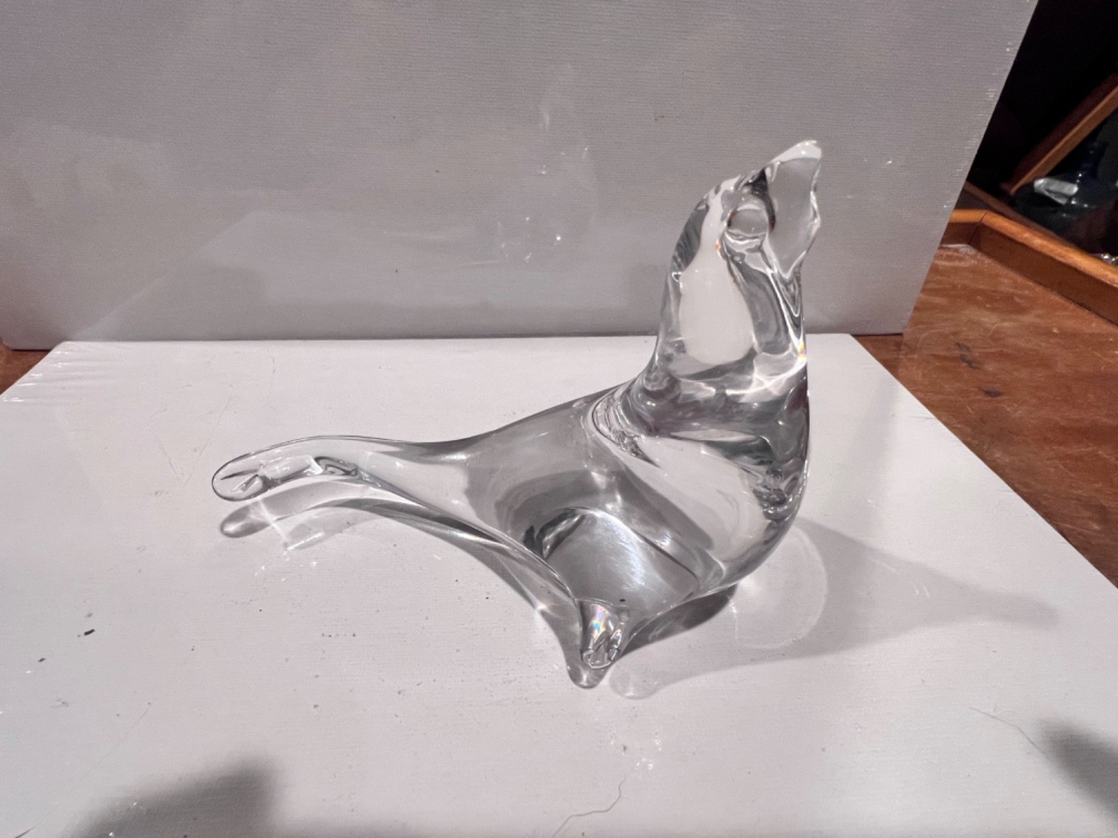 clear crystal seal figurine