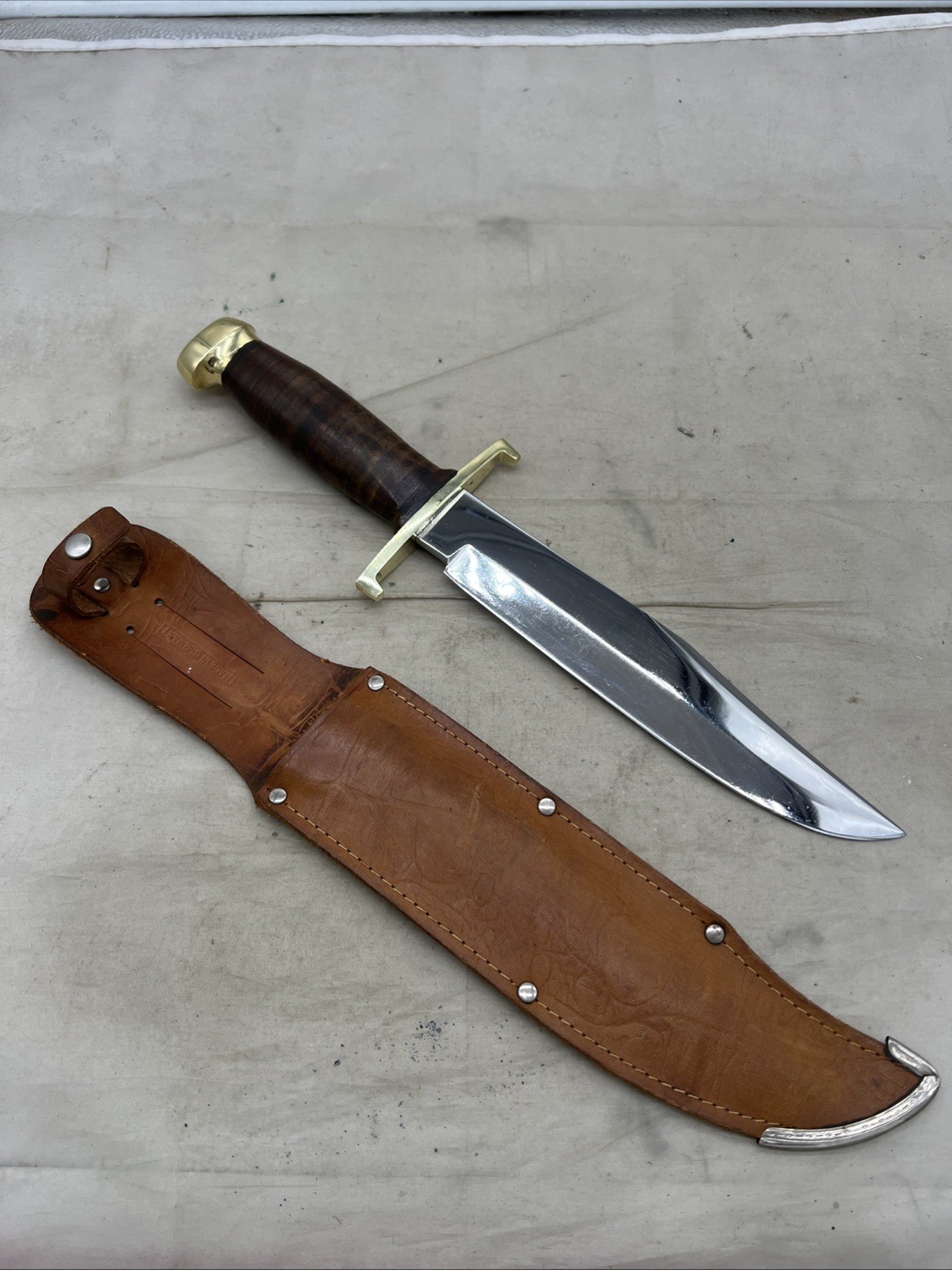 Vintage Carl Schlieper Germany Fixed Blade Knife With Leather Sheath (II546