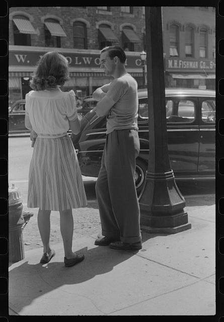 Brattleboro Vermont 1941 Main Street Tourist Season Couple Street Scene