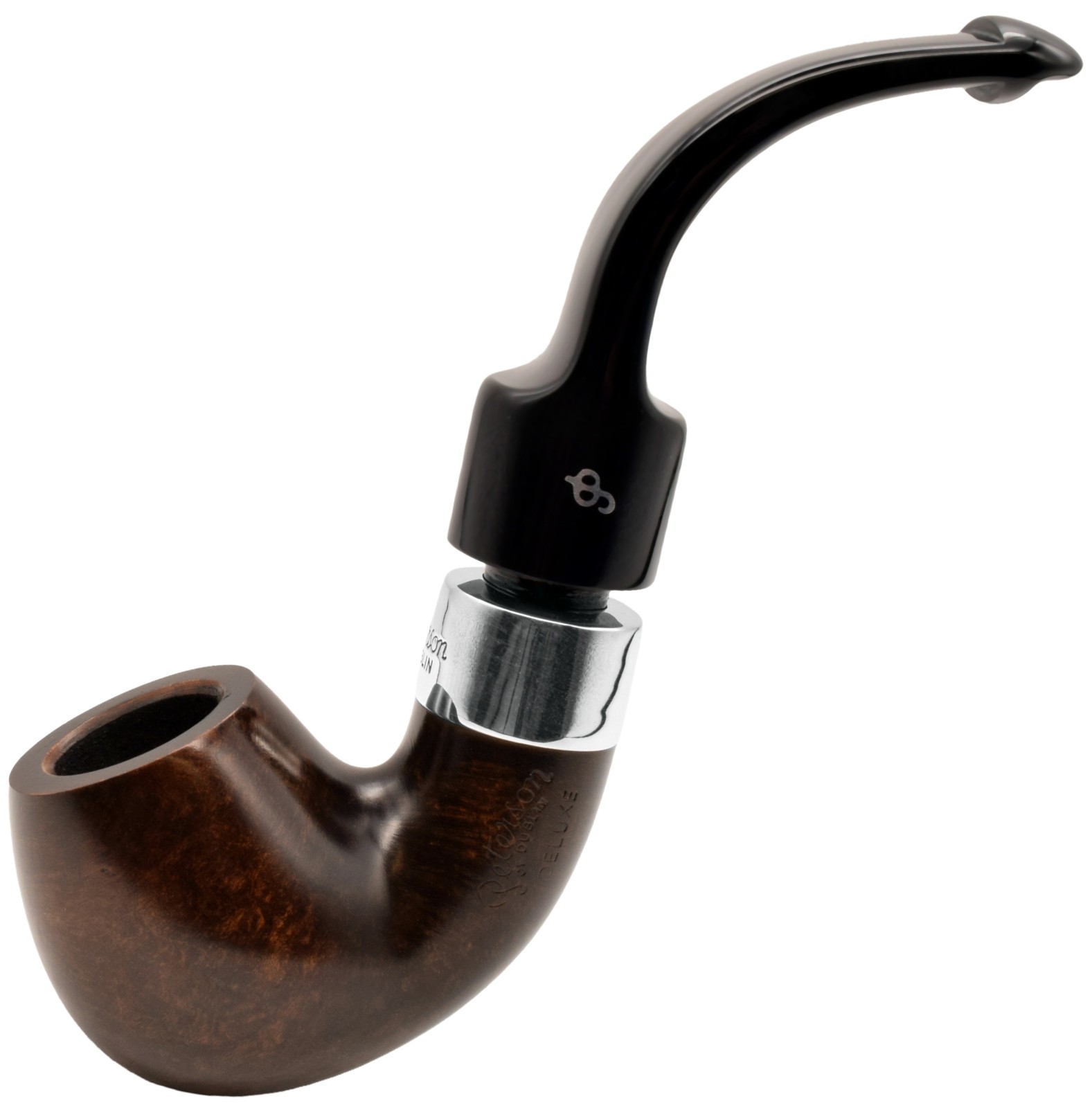 Peterson Deluxe System Dark Finish Silver Mount Small Bent Billiard Pipe 12.5s-A