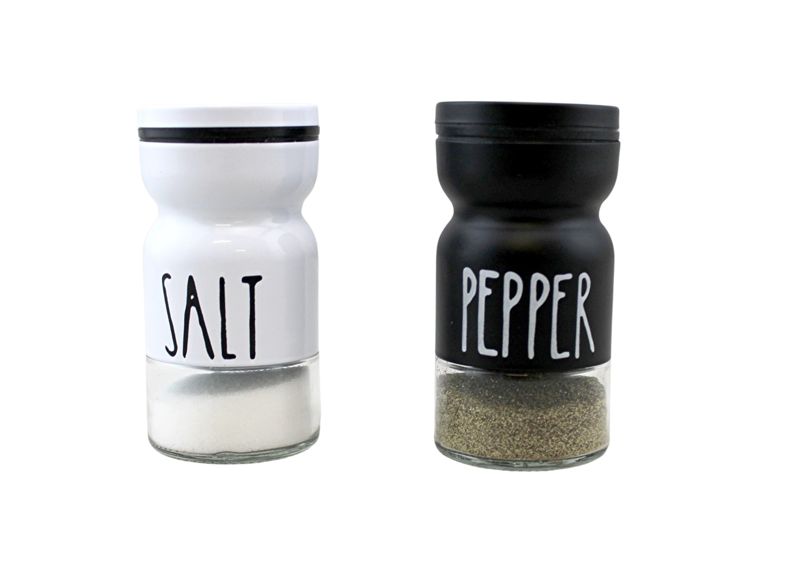 Vintage Salt & Pepper Shaker Set – Glass with Adjustable Metal Tops