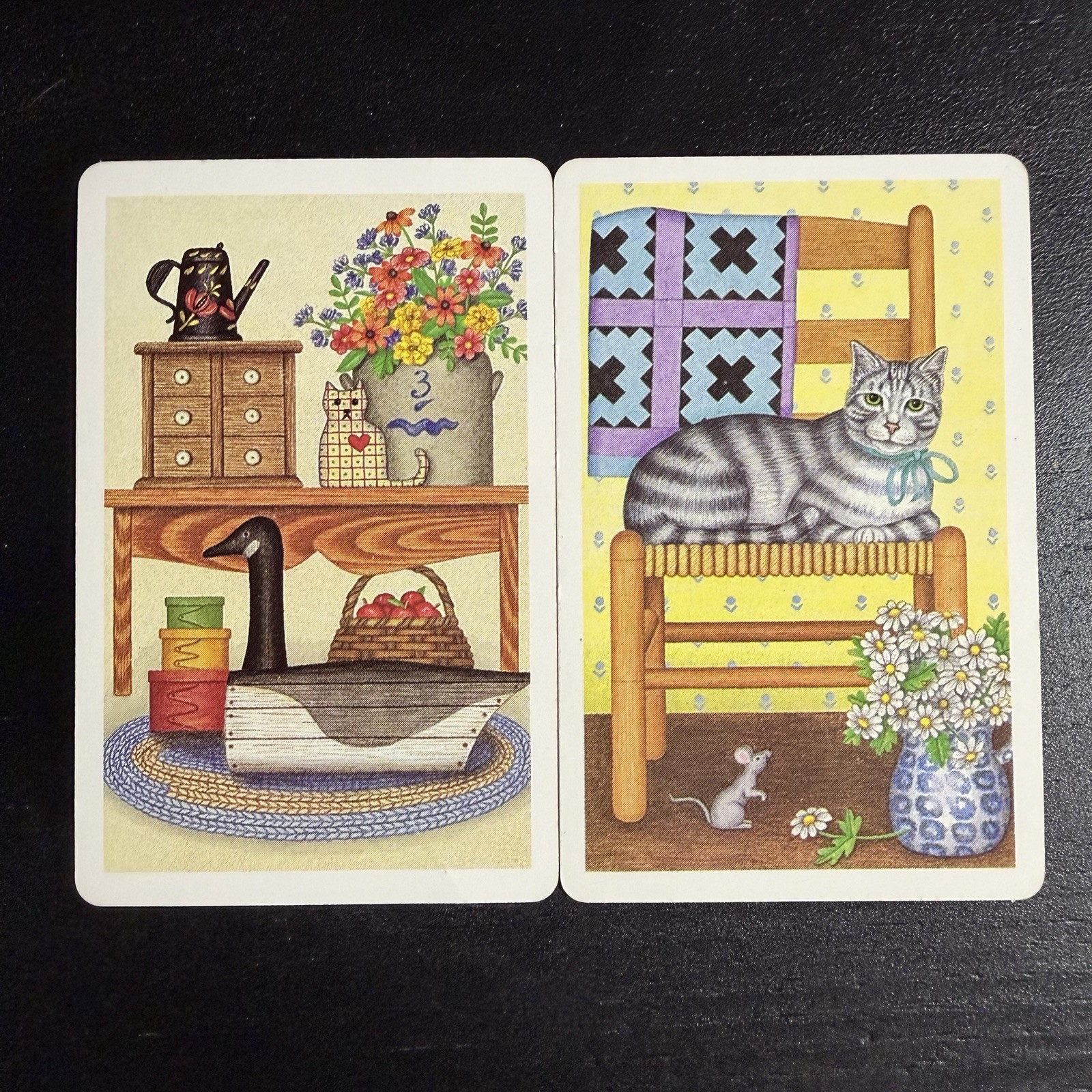 VTG Cottage Core Scene With Kitty Cats Single Swap Playing Card Companions