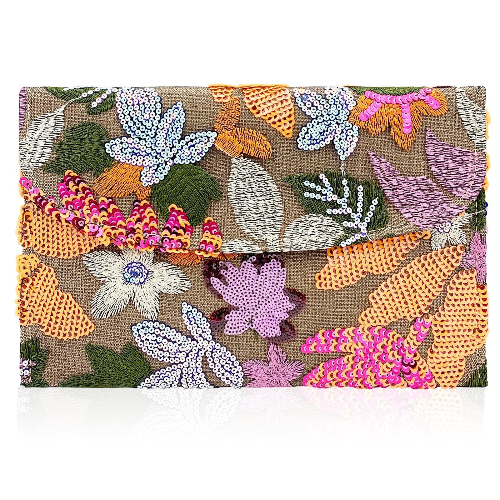 Embroidered Sequin Wedding Clutch Purse for Women - Beaded Floral Envelope Ev... Embroidered Sequin Wedding Clutch Purse for Women - Beaded Floral Envelope Ev...