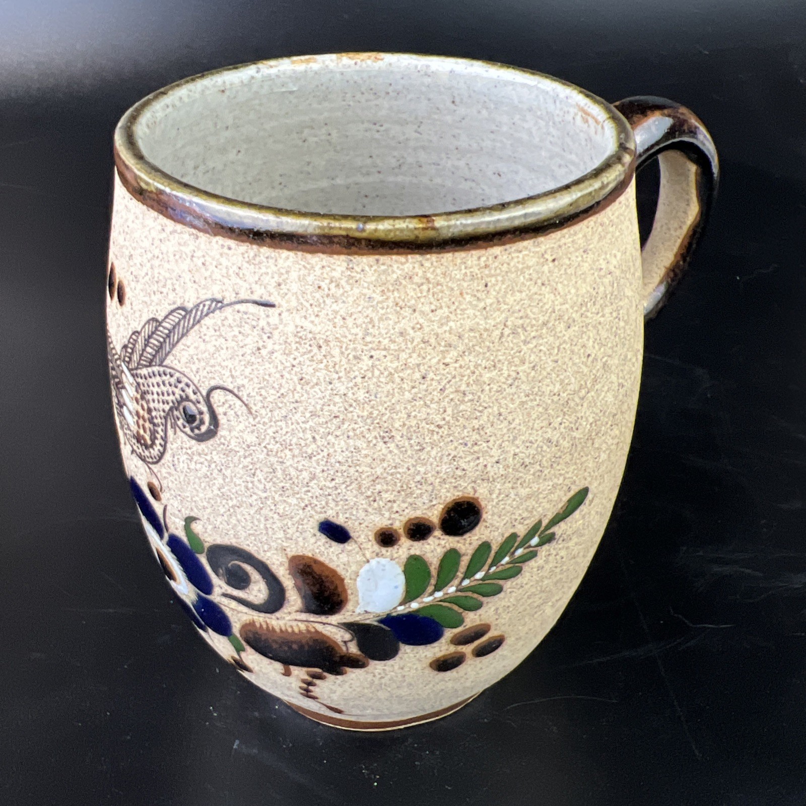 Netzi Folk Art Pottery Coffee Mug ~ Bird & Flower