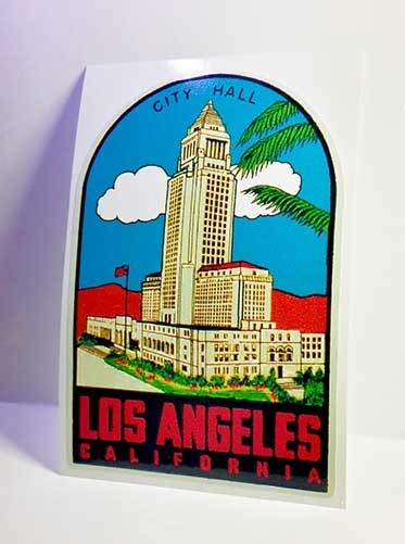Los Angeles California Vintage Style Travel Decal / Vinyl Sticker, Luggage Label