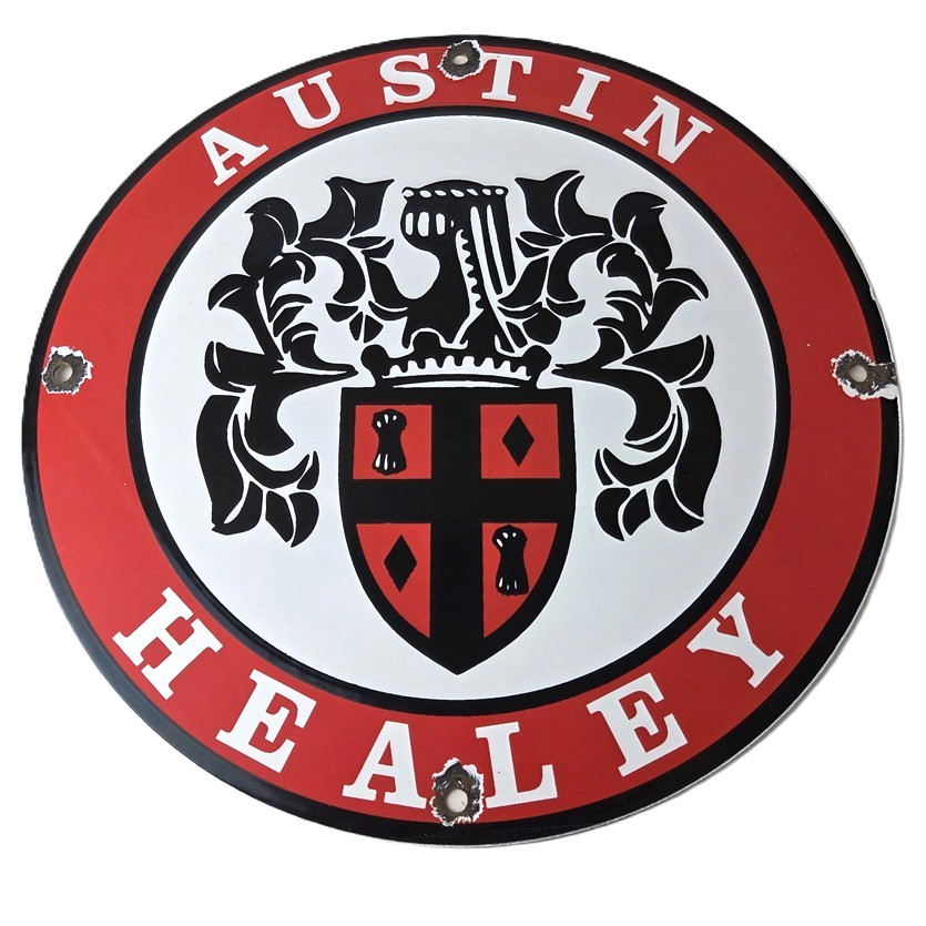Vintage Austin Healey Automobiles Sign - Porcelain Gas Pump Dealership Sign