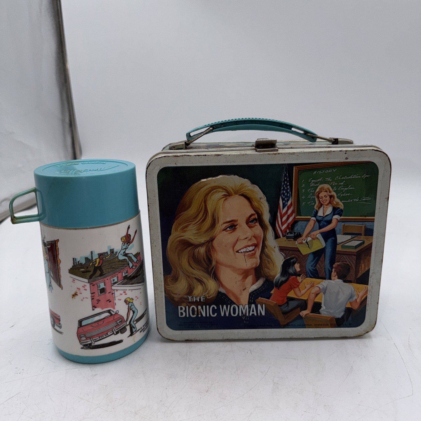Vintage The Bionic Woman Metal Lunchbox & Thermos Fantastic