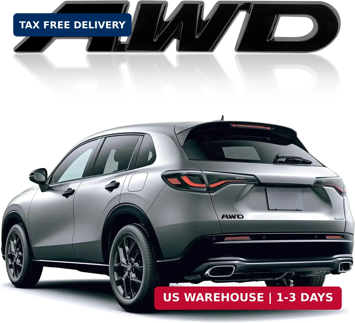 3D AWD Car Emblems and Badges with Adhesive,Premium Exterior Metal Stickers for