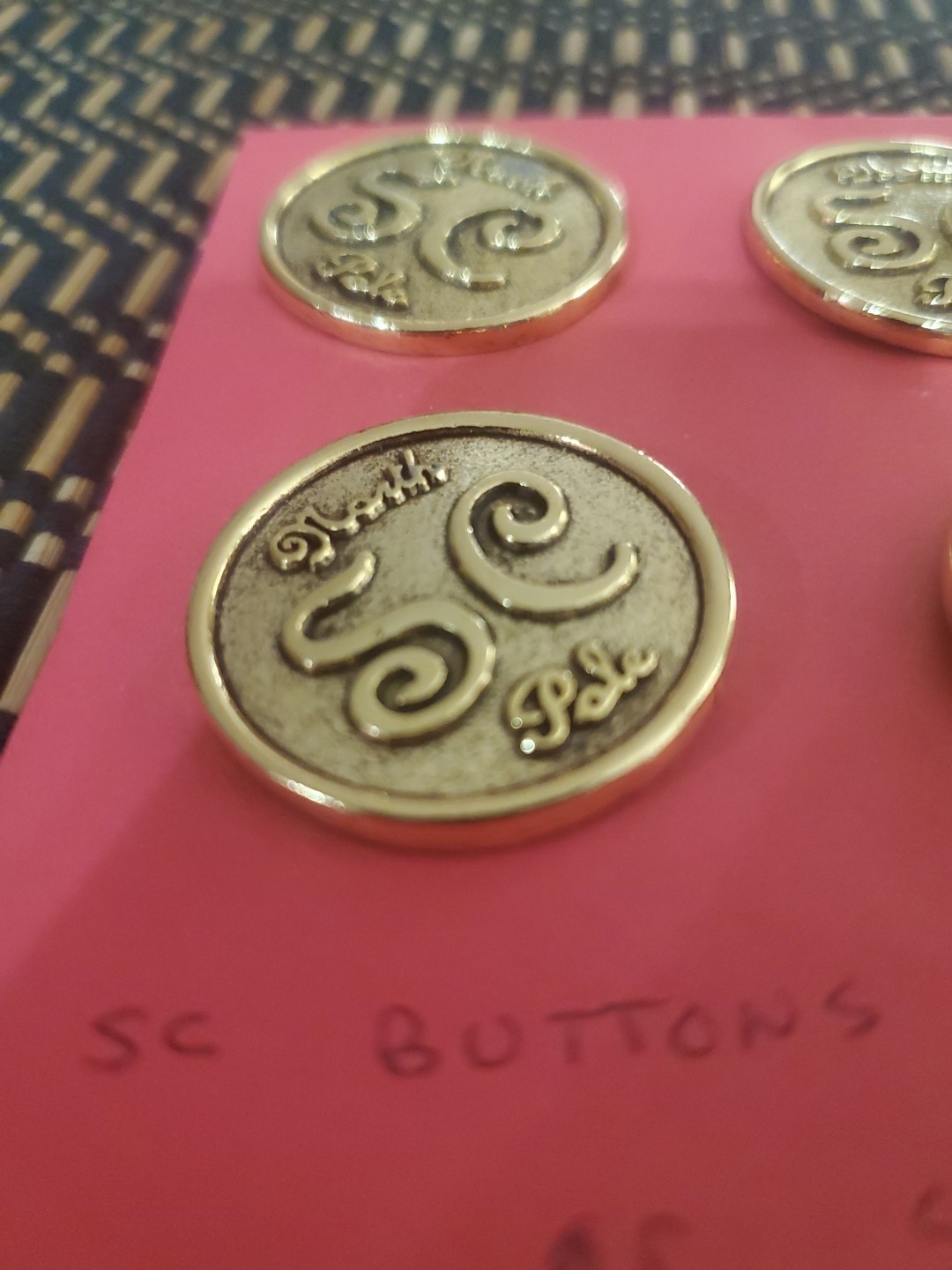 Wonderful Vintage Santa Claus North Pole Gold Finish Buttons Set of 6 Wonderful Vintage Santa Claus North Pole Gold Finish Buttons Set of 6