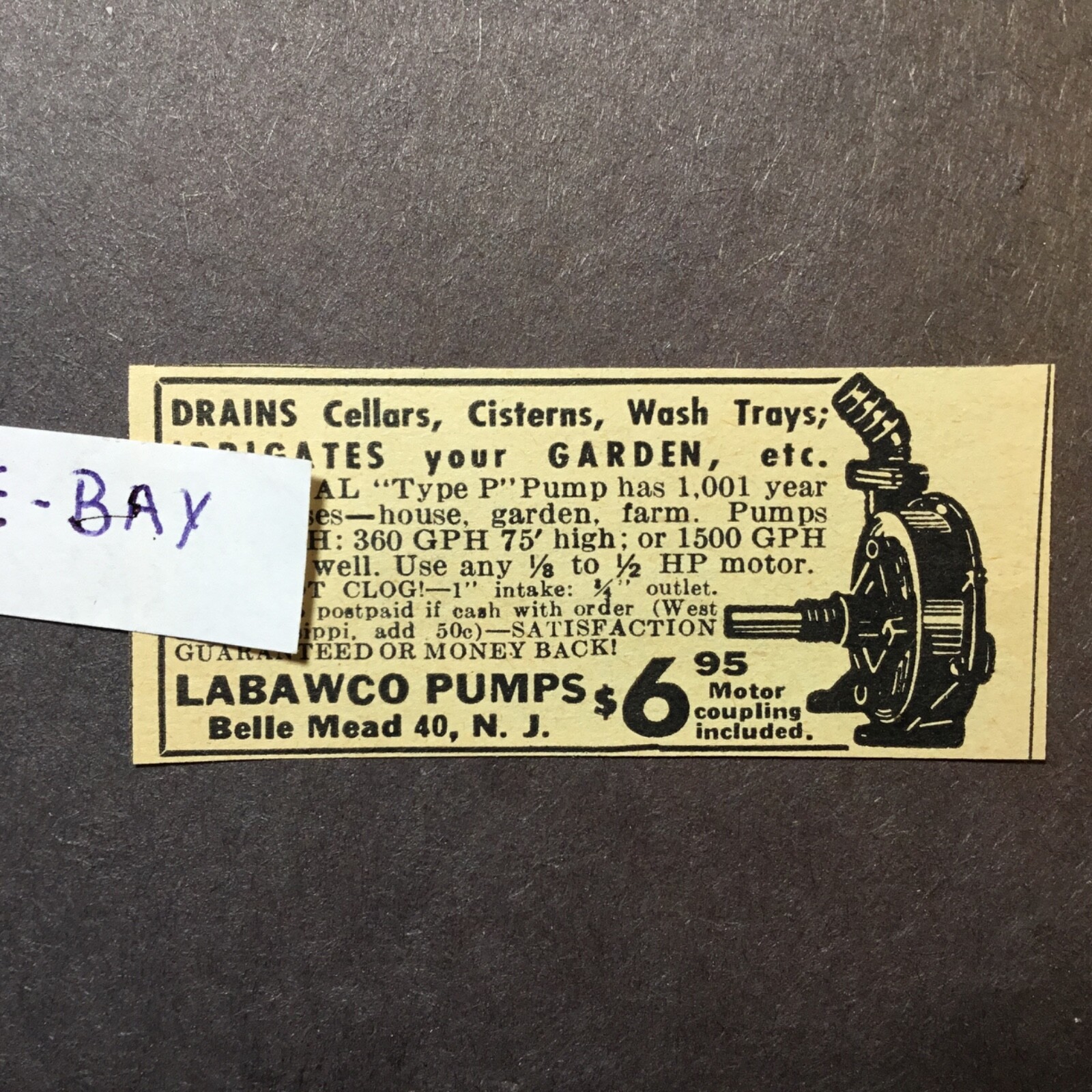 1952 Ad. Labawco Pumps. Belle Mead, NJ. 1952 Ad. Labawco Pumps. Belle Mead, NJ.