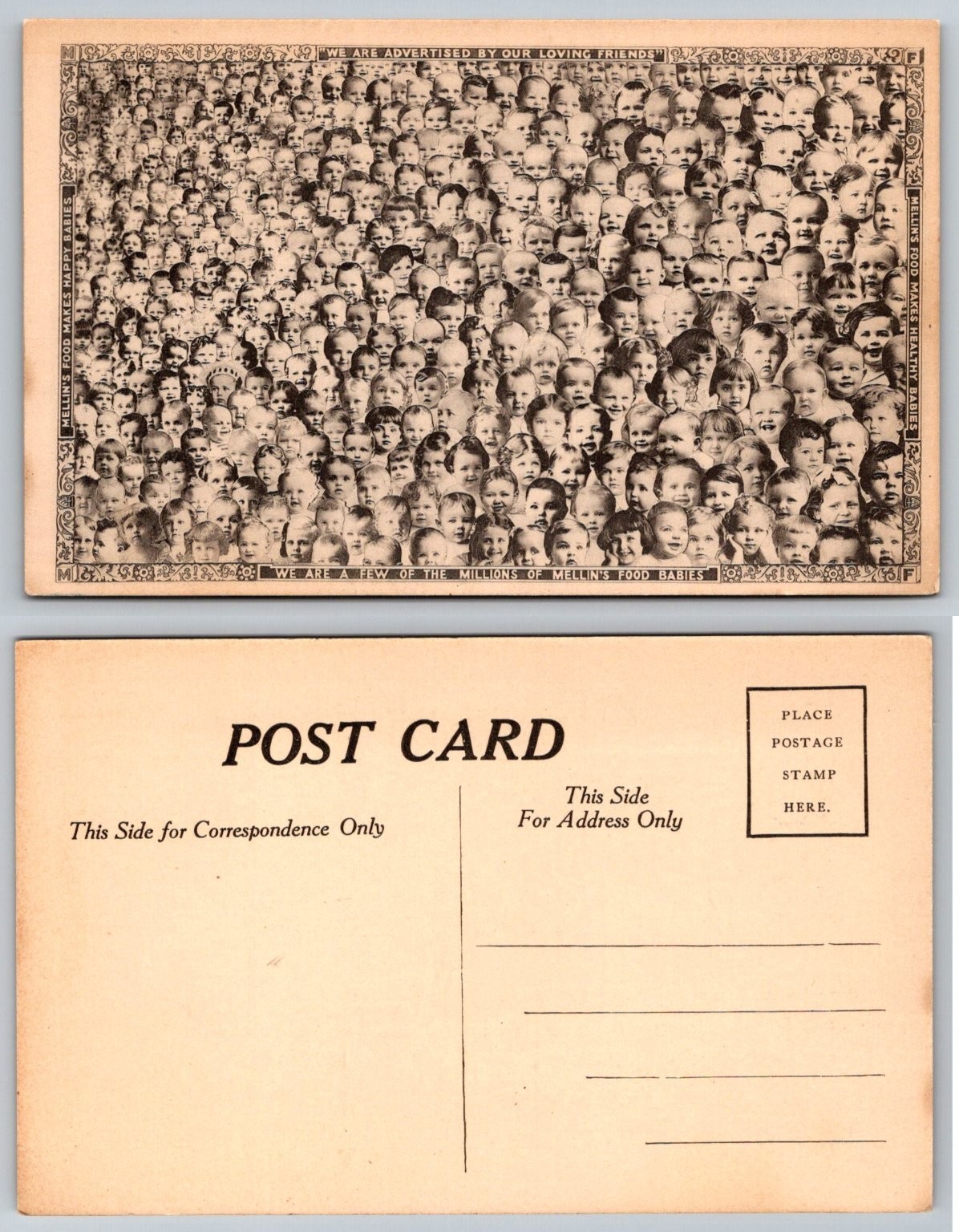 Mellin\'s Food Babies Collage Advertising Postcard Early 1900s Vintage Ad