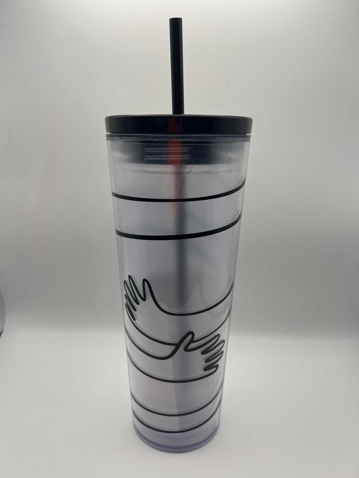 BRAND NEW Starbucks 2026 Black & Frosted Clear Hugs\' 24 oz Cold Cup TumbleR