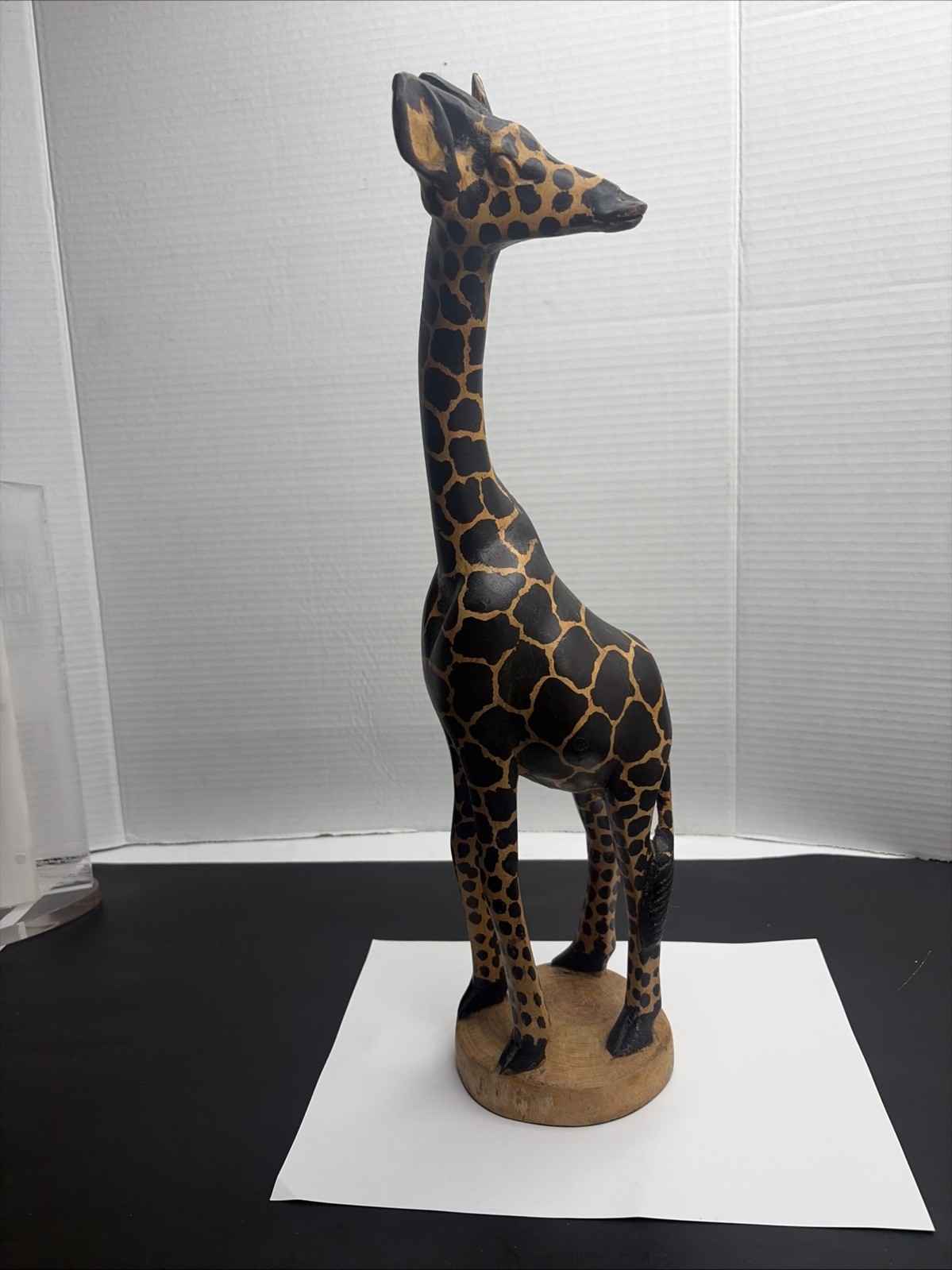 Hand-Carved African Wooden GIRAFFE Figurine 18”x5” Made In Kenya