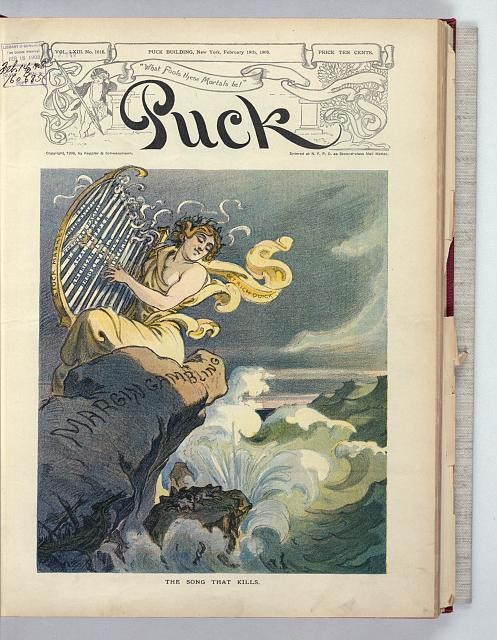 Puck Magazine New York NY 1908 The Song That Kills Stock Market Siren