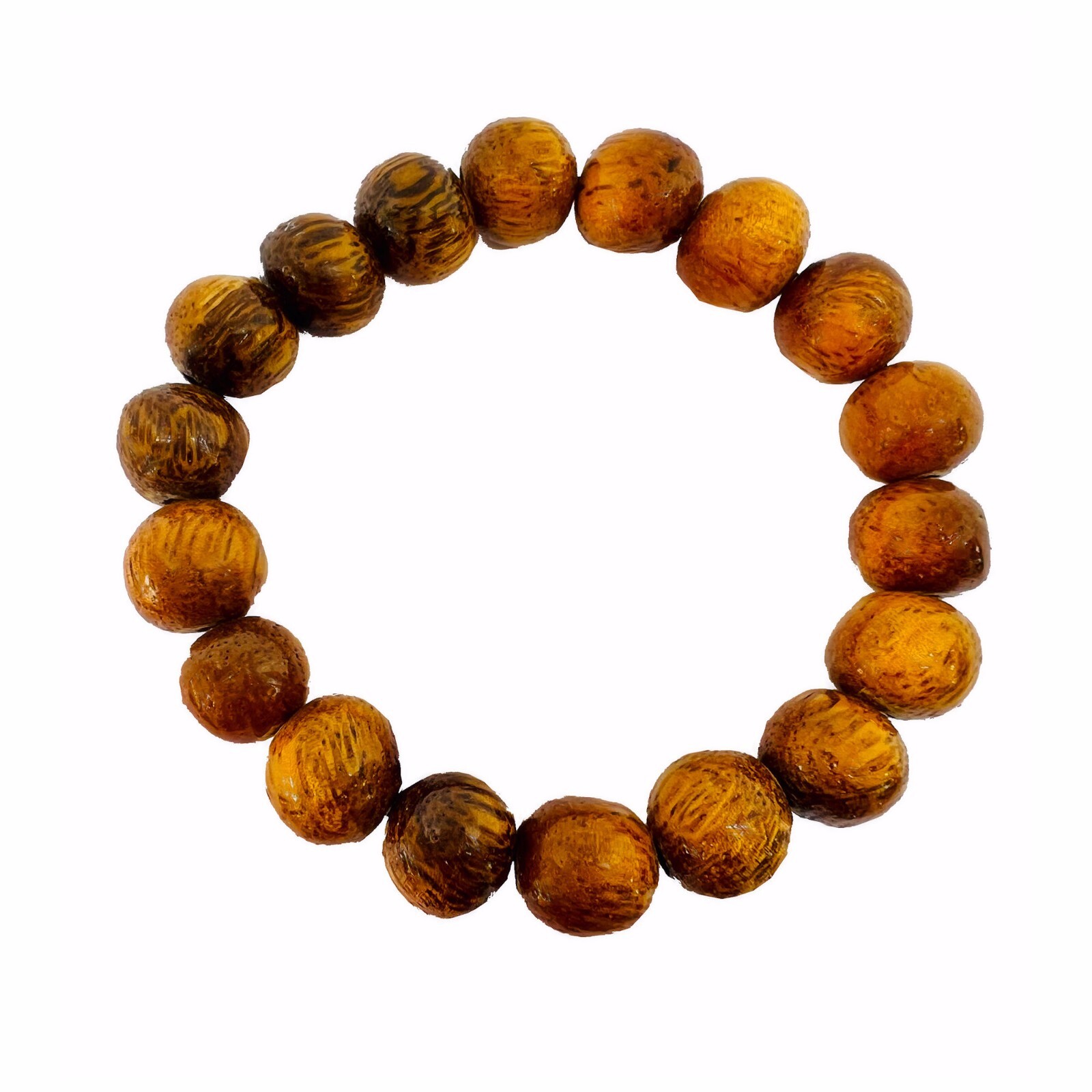 Hawaiian Jewelry Handmade Hawaiian Koa Wood 12mm Large Bead Elastic Bracelet