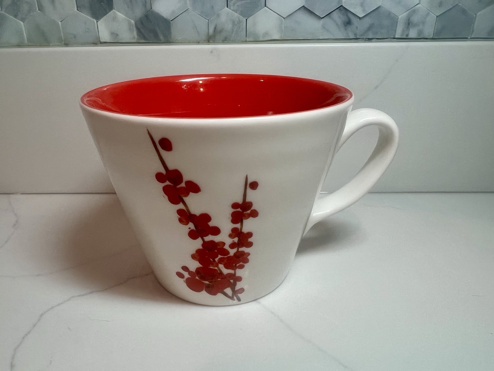 Starbucks 2008 Cherry Blossom Mug – 12oz Red Interior – Rare Retired Collectible