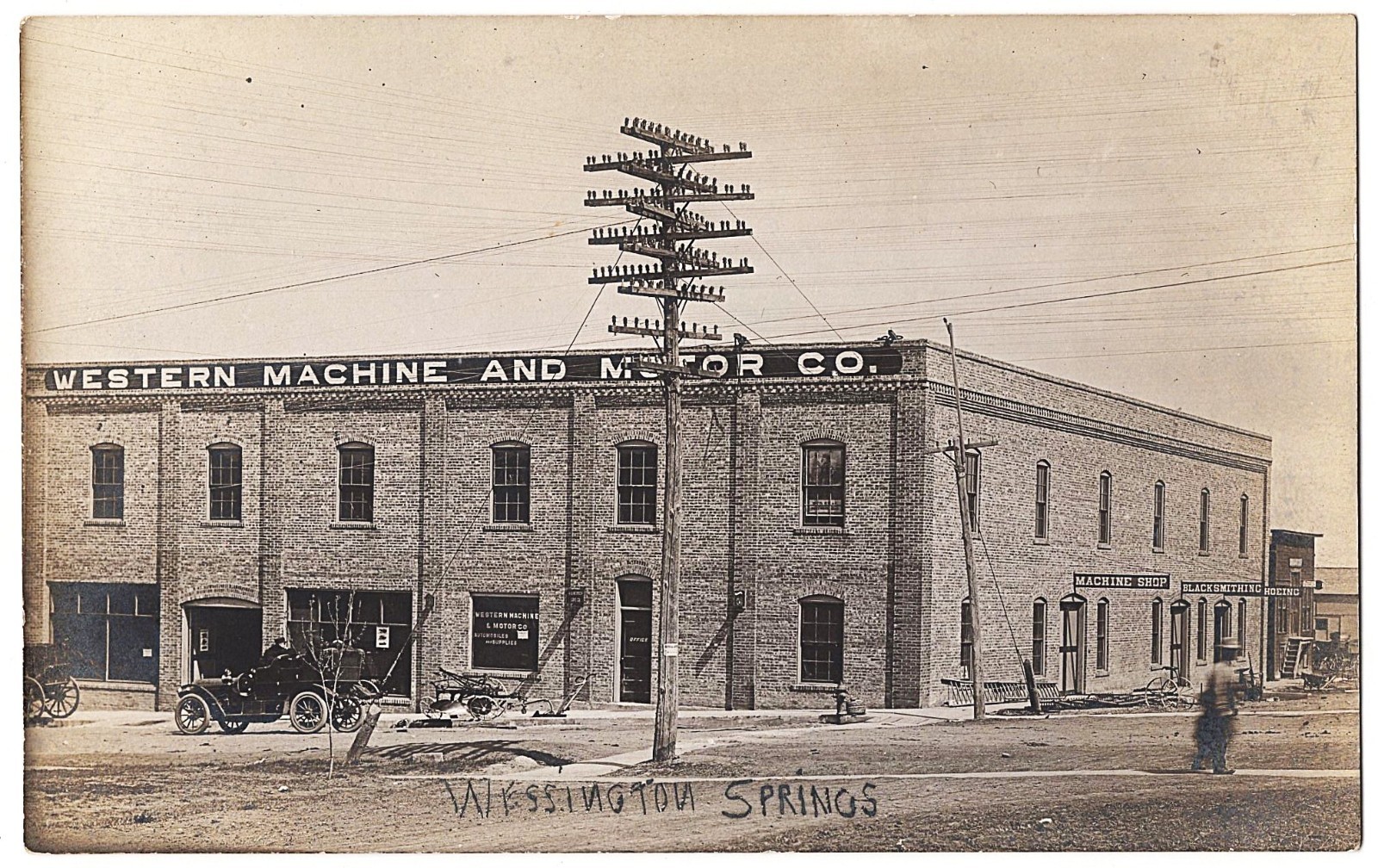 real photo Wessington Springs SD -Western Machine and Motor Company antique RPPC
