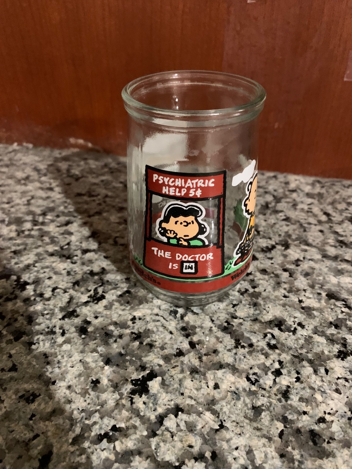 Welch's Peanuts Jelly Jar/Glass, #1 in Series, Empty, Charlie Brown and Lucy