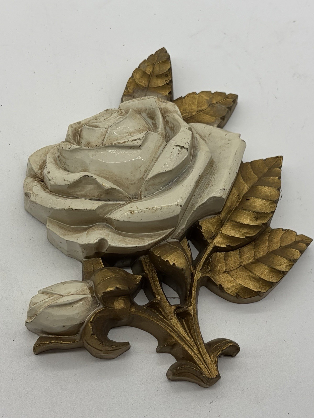 Vintage Homco 1970s Hollywood Regency Style Rose Plaque Single Rose 7 x 6\