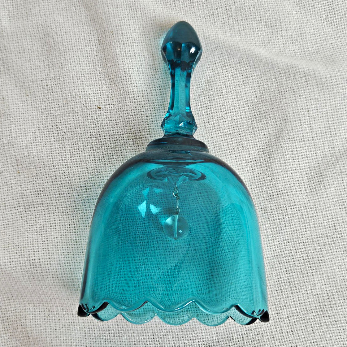 vintage Fenton aquamarine/teal blue art glass dinner bell