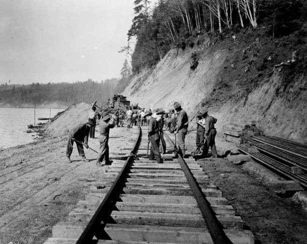 Industries of War - Lumbering - TRACK LAYING NORTH OF YAQUINA ADJU- Old Photo