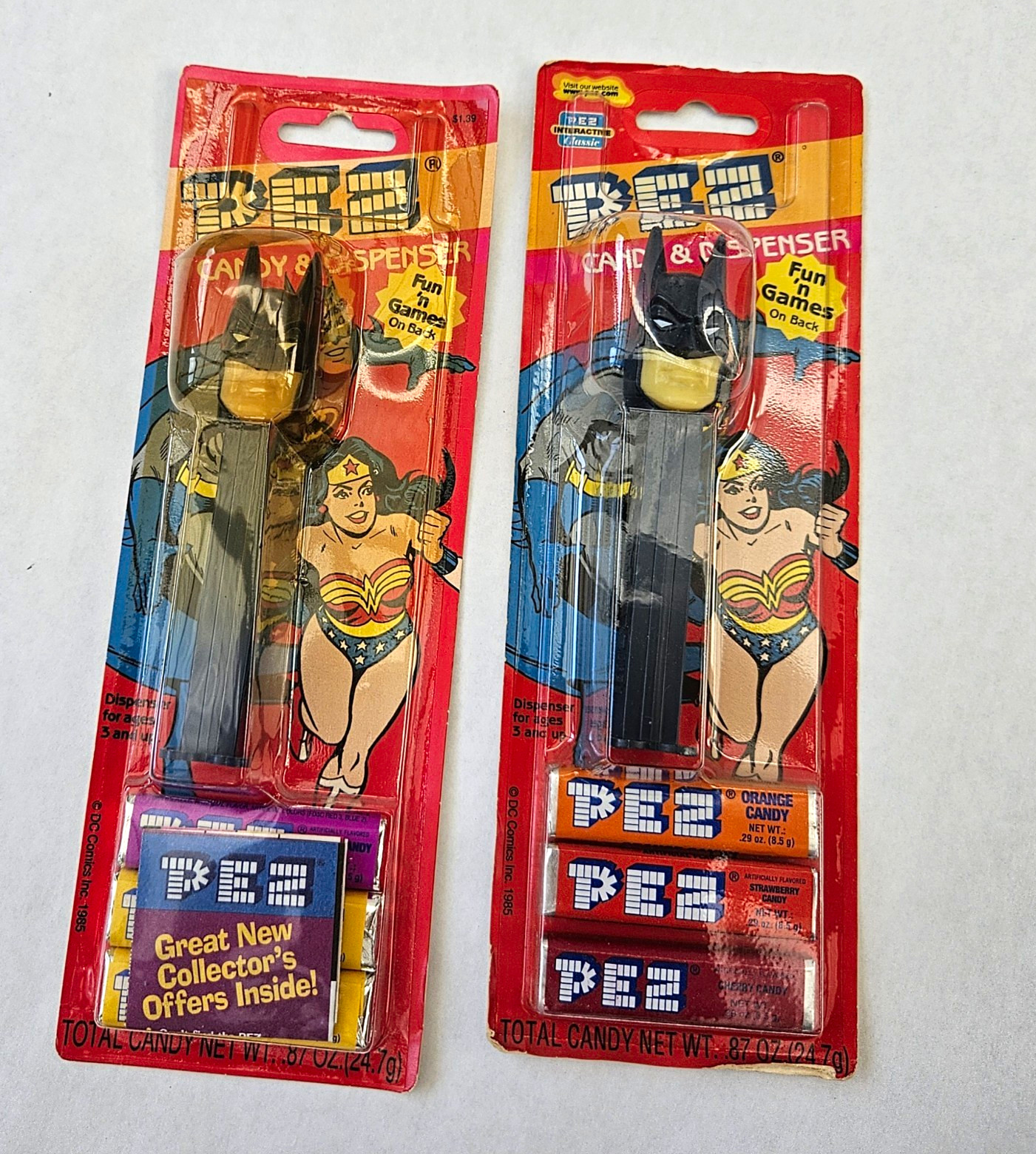 Batman PEZ Candy Dispensers on Card, 2 Pack - Superheroes
