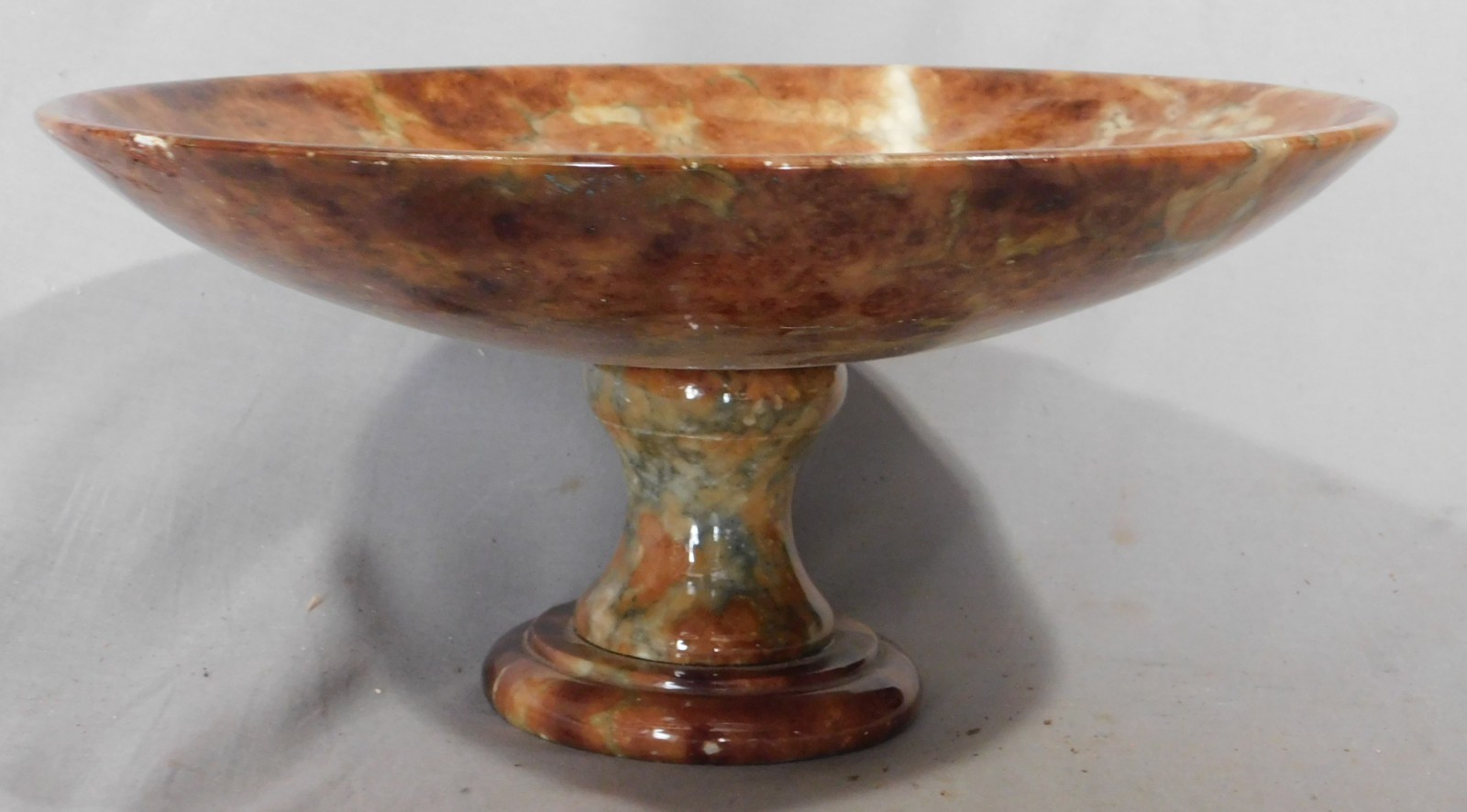 Antique Italian Rouge Marble Tazza Footed Compote Bowl Calcite Onyx c1900 13.5\