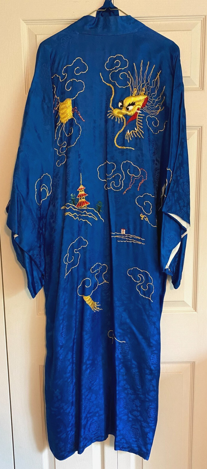 Late 1930/40’s Japanese Kimono, Robe with Gold Metal Thread Embroidery Dragon
