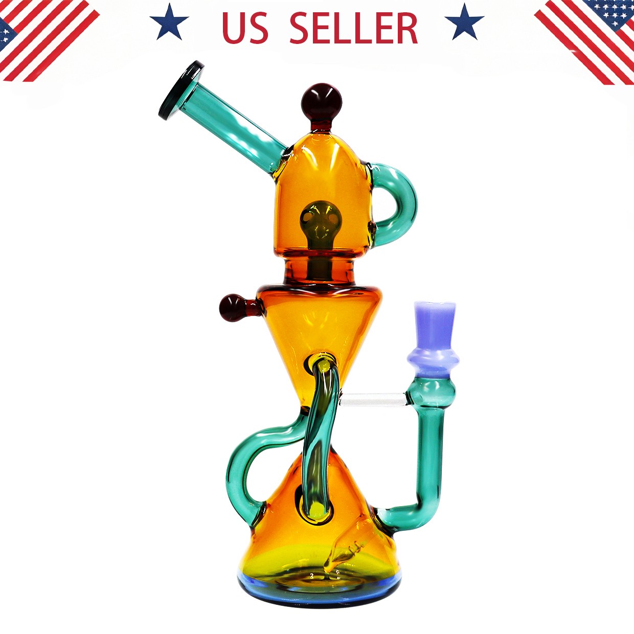 10IN Glass Bong and Water Pipes Smoking Recycler Beaker bong & 14mm bowl Hookah