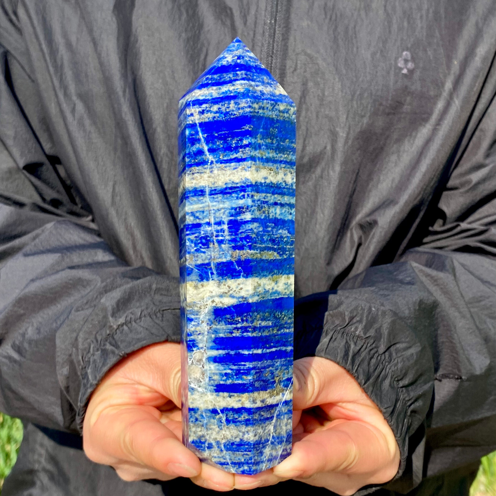 1.37LB Large Natural Lapis lazuli quartz crystal obelisk point wand aura healing