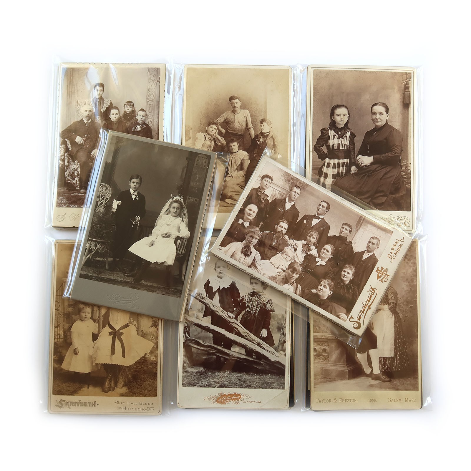 5 Antique Cabinet Cards - Mixed Group Photo Lot - Love Affection Family Kinship