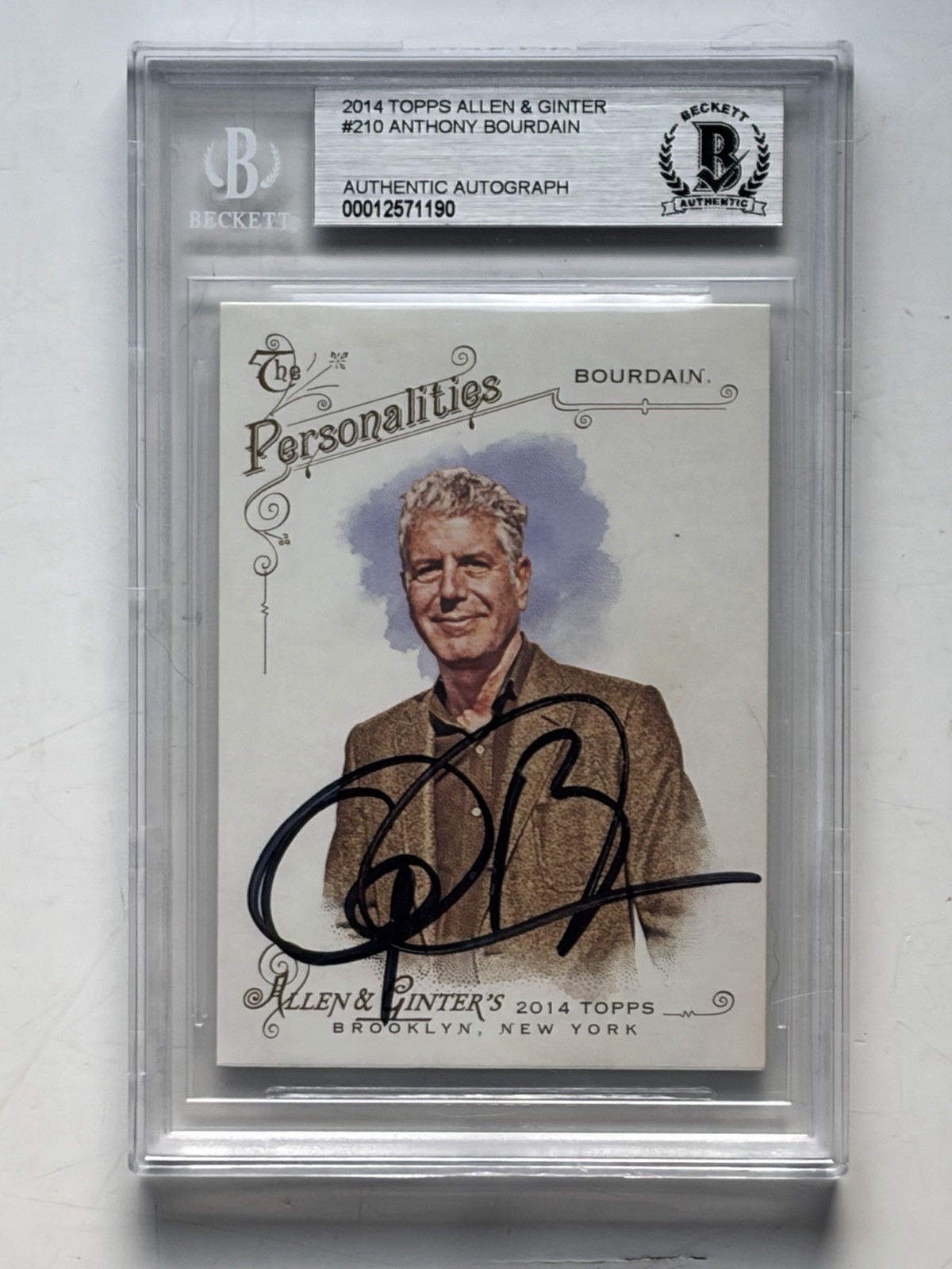 ANTHONY BOURDAIN Signed 2014 Topps Allen & Ginter #210 Beckett/BAS