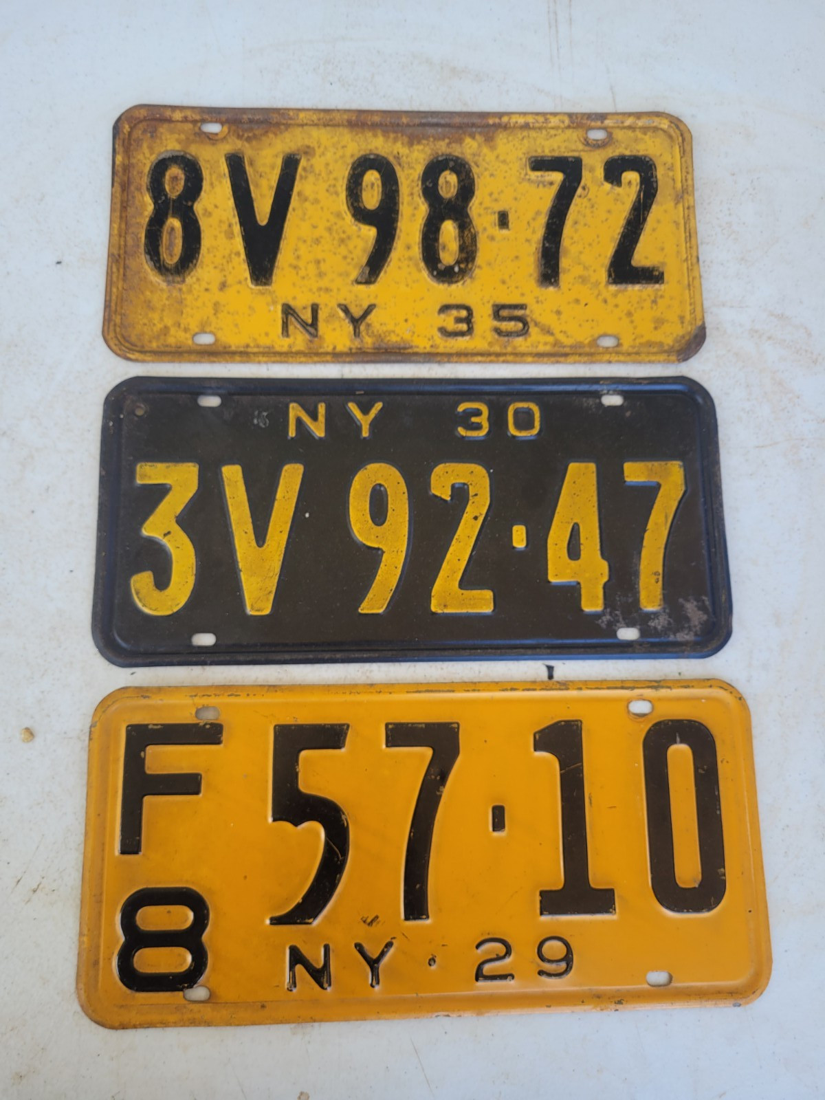 Antique 1929 1930 1935 New York License Plates Lot of 3 Embossed Auto Tags