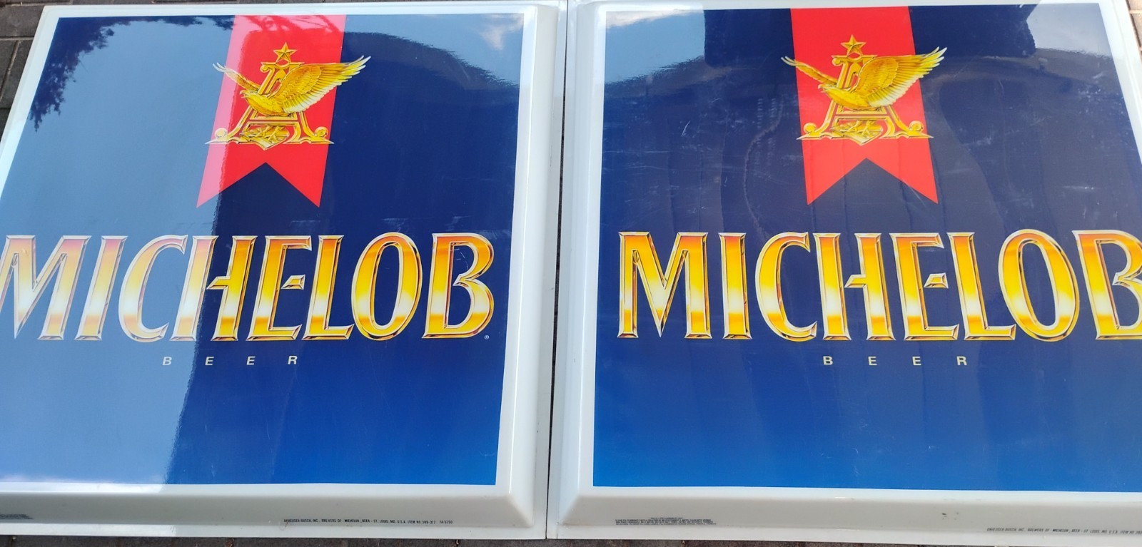 🍺MICHELOB BEER SIGNS 4'x4' PLASTIC SKINS VINTAGE NOS OVERSIZED IN GREAT SHAPE🍺