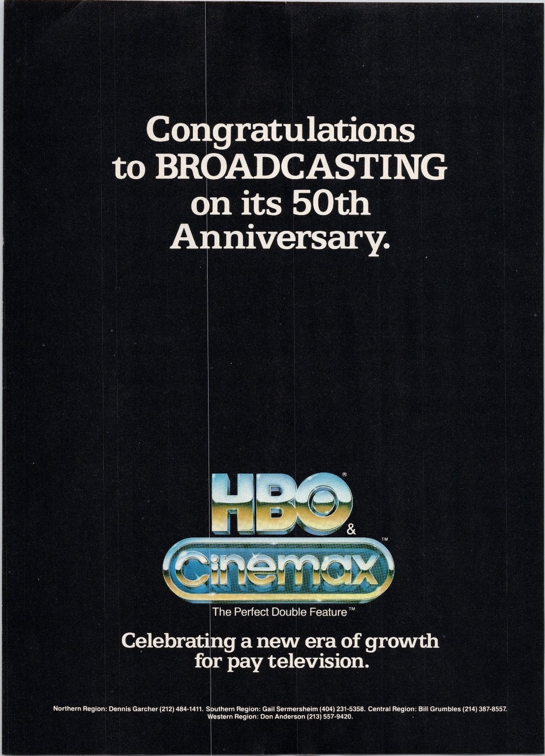 HBO & Cinemax 1981 Vintage Print Ad Broadcasting 50th Anniversary