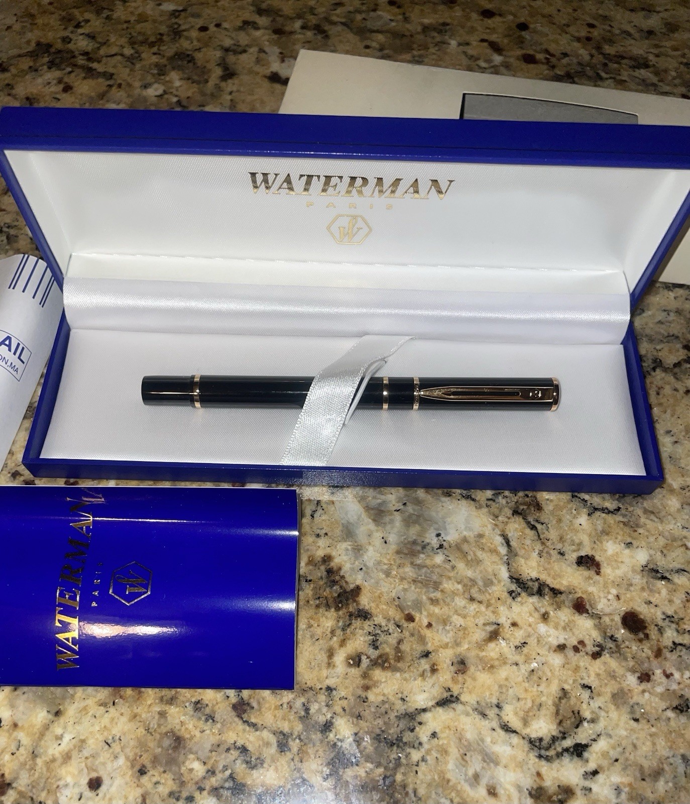 Vintage Waterman Laureat I Rollerball Pen Black Gold NOS MINT Box Never Used ‘90