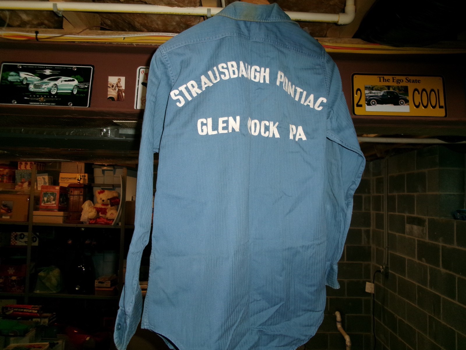 RARE 1950'S STRAUSBAUGH PONTIAC DEALERSHIP MECHANICS SHIRT/HAT GLEN ROCK PA RARE 1950'S STRAUSBAUGH PONTIAC DEALERSHIP MECHANICS SHIRT/HAT GLEN ROCK PA