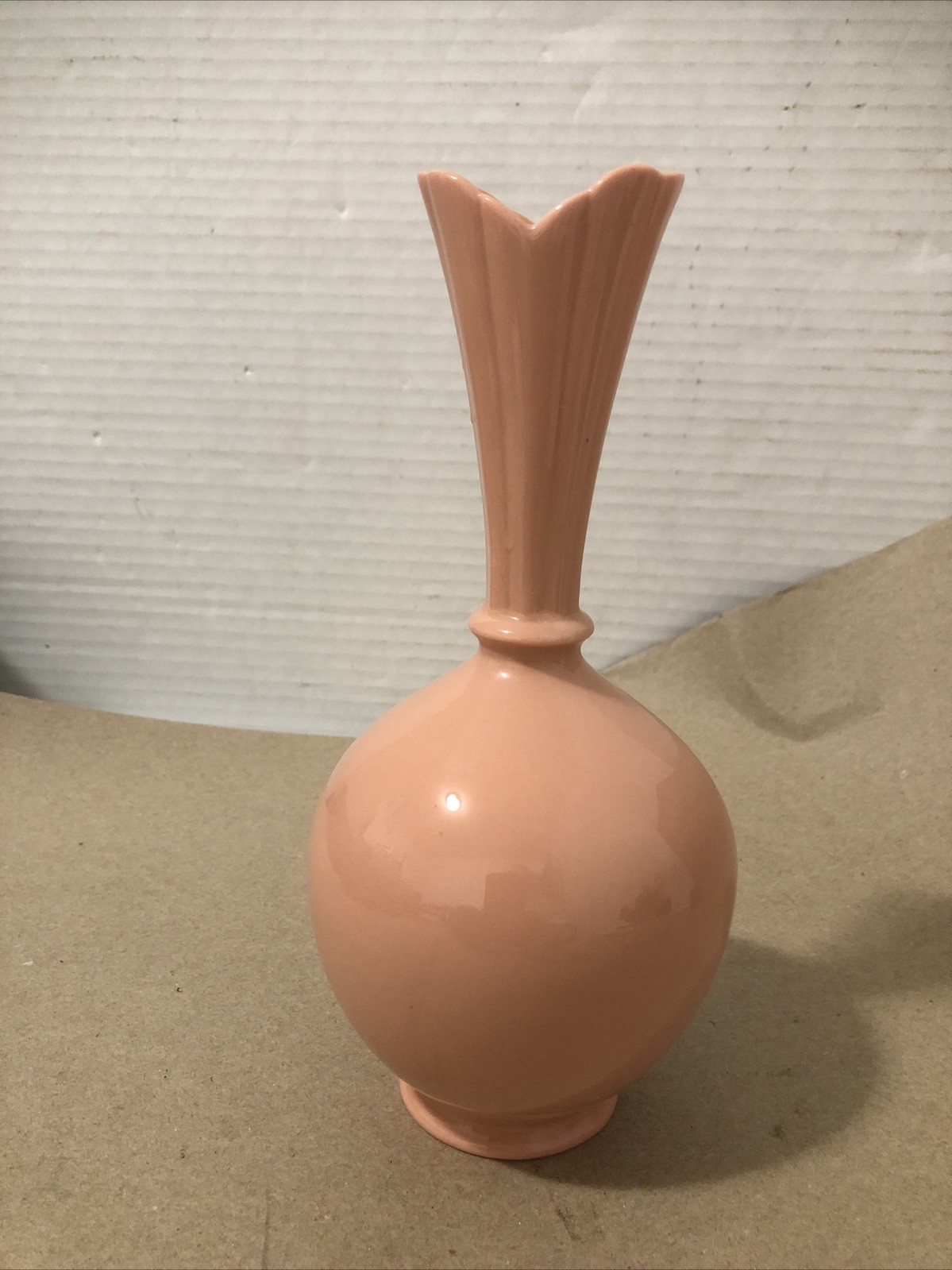 Vintage Lenox 8” Vase Pink Ruffled Rim And A Bulbs Base Made In USA 1950s