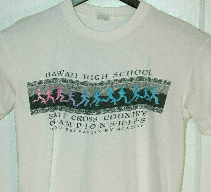 Vtg HAWAII HIGH SCHOOL T SHIRT Rare Colorful Graphic Tee HAWAIIAN ISLANDS 