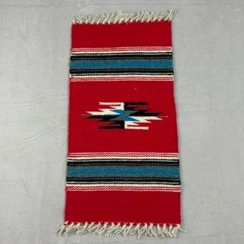 Vintage Chimayo Handmade Woven Wool Rug Indigenous Spanish Textile 19 x 10