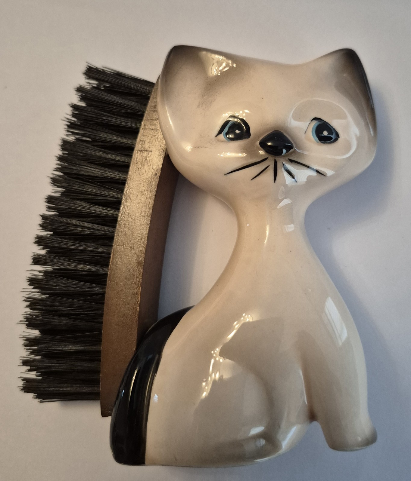 Vintage Ceramic Siamese Cat Crumb Clothes Brush Mid Century Retro Kitsch Vintage Ceramic Siamese Cat Crumb Clothes Brush Mid Century Retro Kitsch