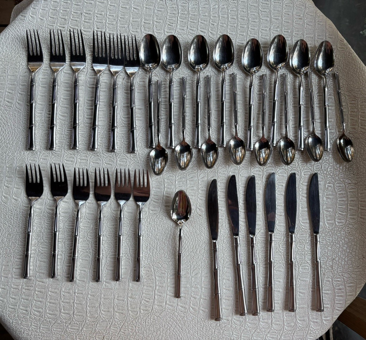 VTG Nasco Flatware CATHAY Bamboo Silverware Stainless Mixed Lot 35 Pieces Japan VTG Nasco Flatware CATHAY Bamboo Silverware Stainless Mixed Lot 35 Pieces Japan