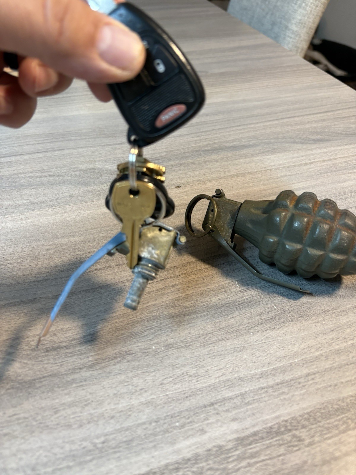Unique Grenade Top Key Chain Key Ring Included Made In USA Vintage Metal Rare Unique Grenade Top Key Chain Key Ring Included Made In USA Vintage Metal Rare