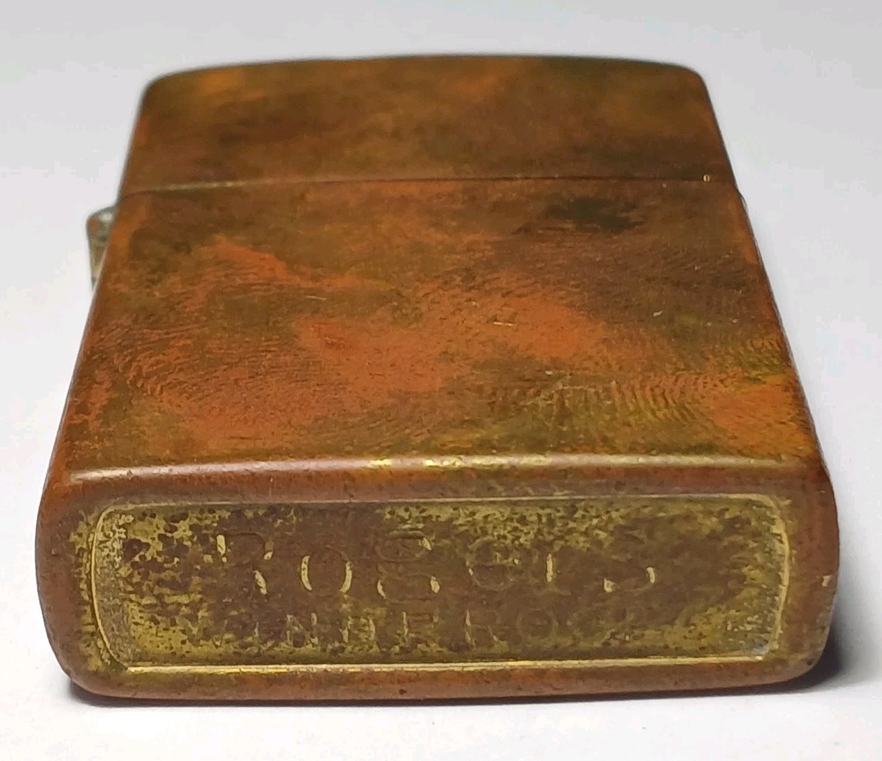 Old Vintage Early Rogers Brass Lighter, Windproof Lighter, Antique, WW2, Korea