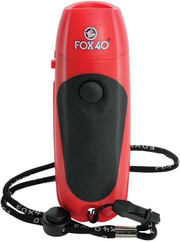 Fox 40 Electronic Whistle - 3 Tone, Hygienic, Loud, Clear Sound, Red