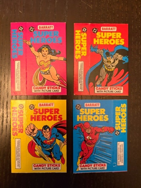 1983 Barratt DC Super Heroes Candy Boxes Set - Batman, Superman, Flash RARE