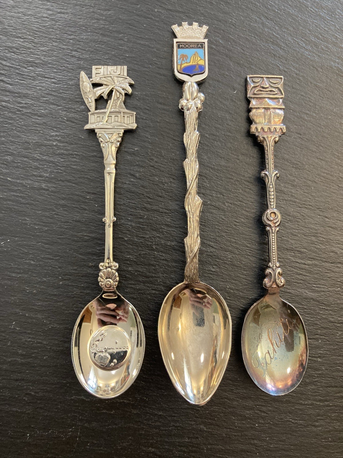 3 Collector Souvenir Spoons FIJI MOOREA TAHITI Ships Free