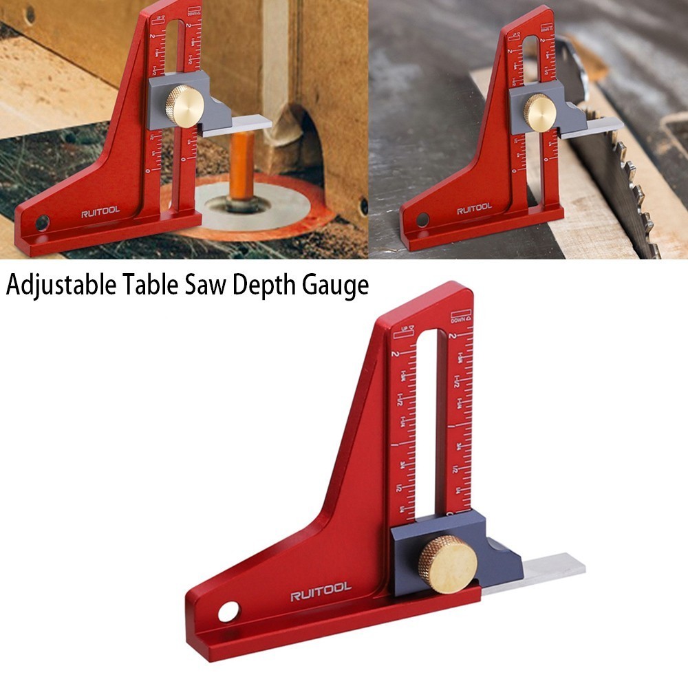 Table Saw Measuring Ruler Depth Gauge W/CNC Laser Scale & Height Lock Adjustable Table Saw Measuring Ruler Depth Gauge W/CNC Laser Scale & Height Lock Adjustable