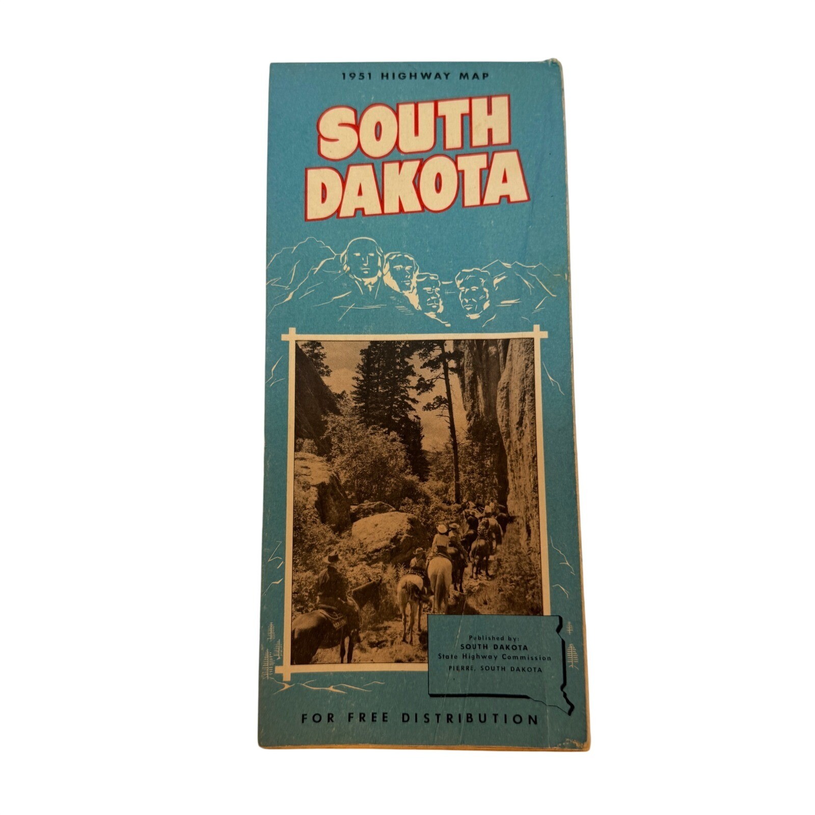Vintage 1951 South Dakota Highway Map State Commission Illustrated Road Map